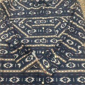 Navy Patterned Men's Dress Shirt